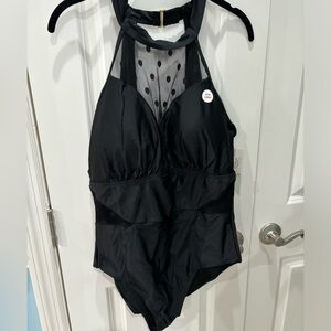 NWT So Authentic American Heritage Black One Piece Swimwear Size 2X Junior